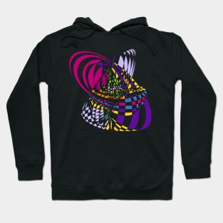 Algorithmic Art Pendulum | Harmonic Motion Pattern Checkered Neon Pink Yellow Purple Black Hoodie